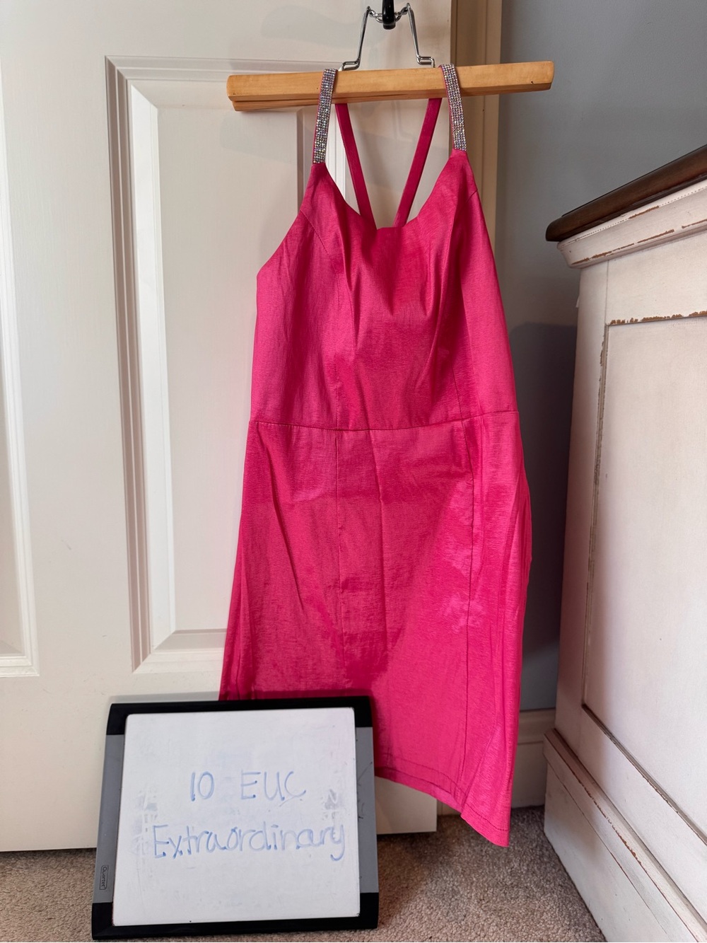 Girls' Fuchsia Sparkle-Strap Party Dress Sz 10 Bow back